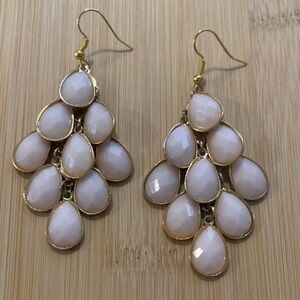Elegant Gold and light pink Teardrop Earrings